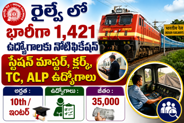 Latest Railway Notification 2026 | 10వ తరగతి తో రైల్వే లో 1421 ఉద్యోగాలు | RRB Jobs 2026